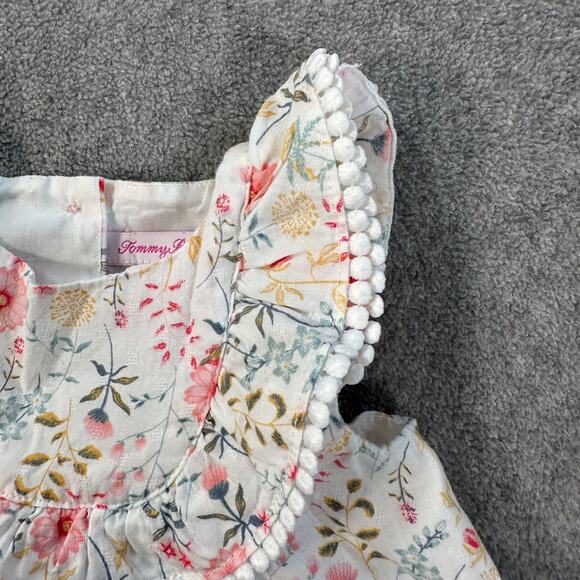 Tommy Bahama Floral Dress Girl 12 Months White Pink Tassel Trim Cottagecore - Picture 2 of 8